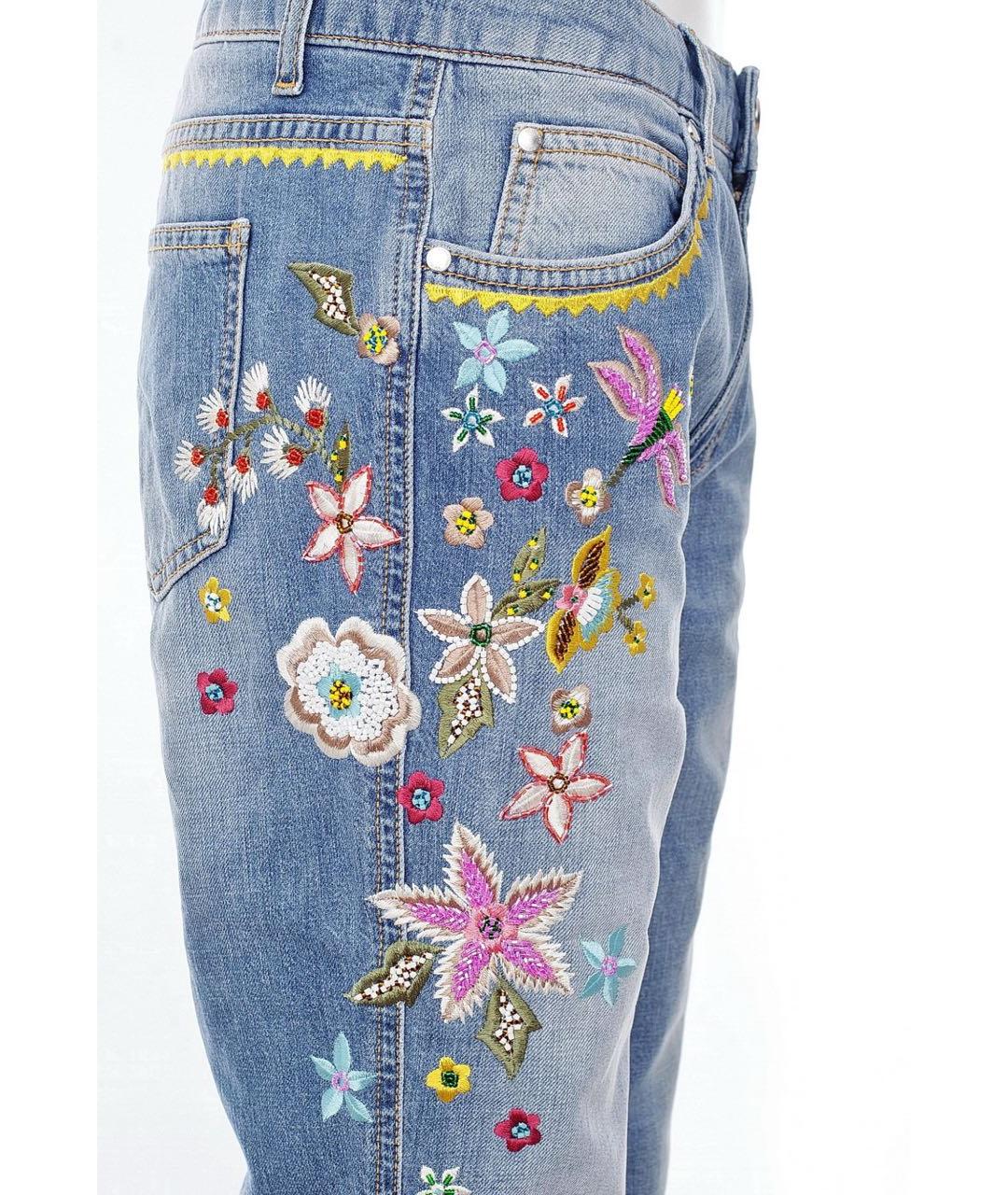 ERMANNO SCERVINO Голубые хлопковые прямые джинсы, фото 4