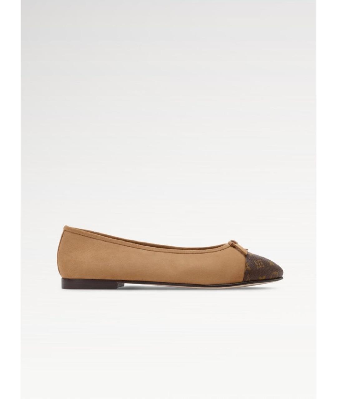 LOUIS VUITTON Бежевые замшевые балетки, фото 9