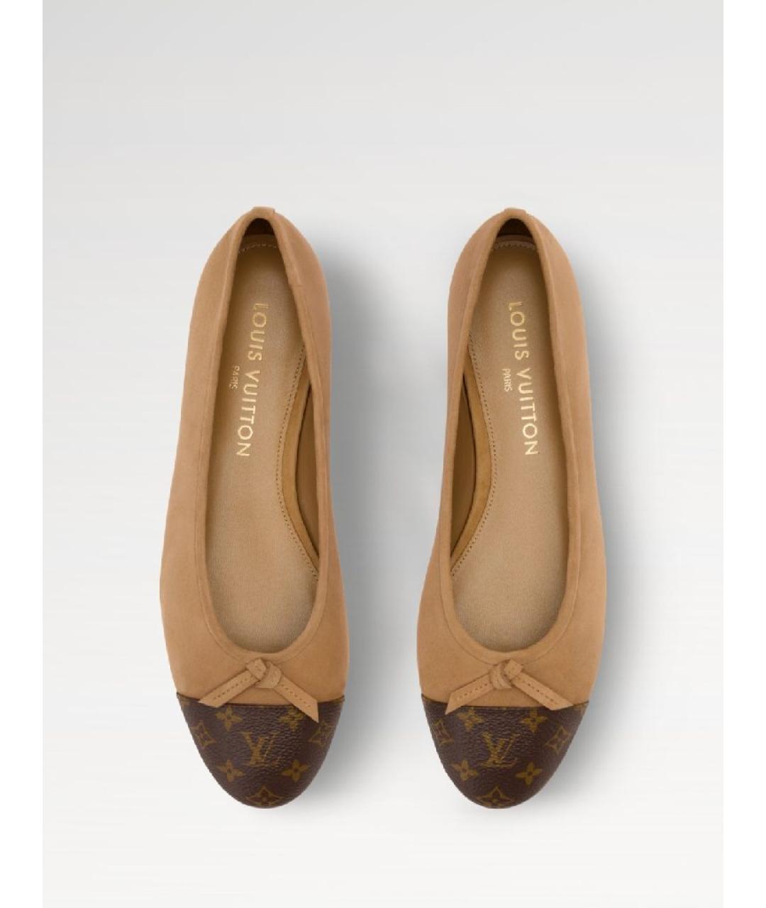 LOUIS VUITTON Бежевые замшевые балетки, фото 3