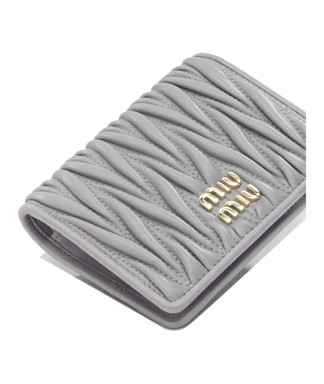 MIU MIU Серый кожаный кошелек, фото 2