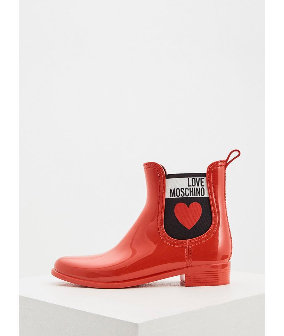 LOVE MOSCHINO Красные резиновые полусапоги, фото 9