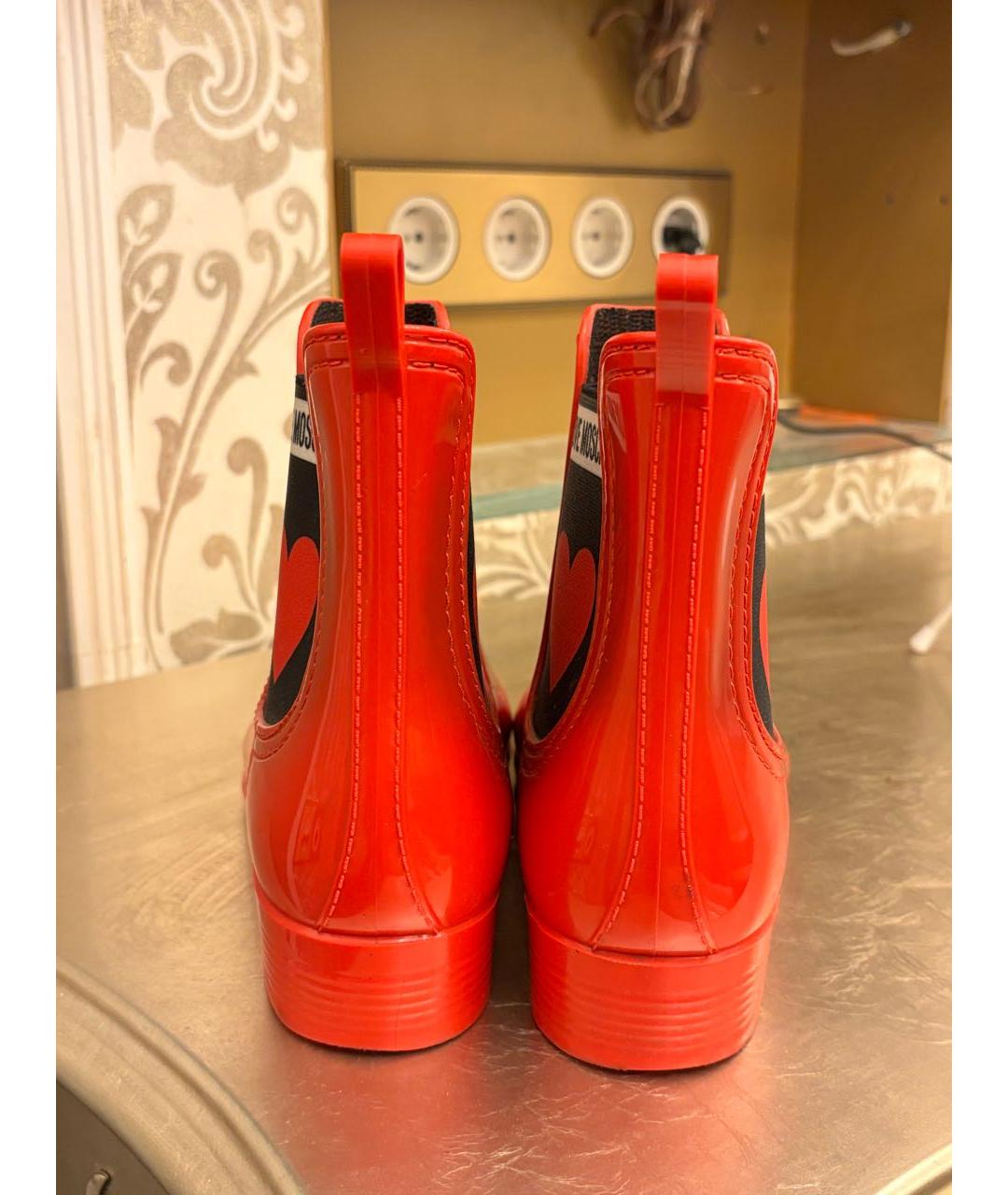 LOVE MOSCHINO Красные резиновые полусапоги, фото 5