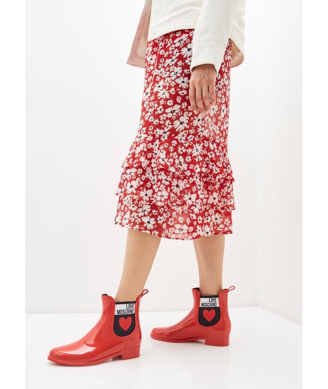 LOVE MOSCHINO Красные резиновые полусапоги, фото 8