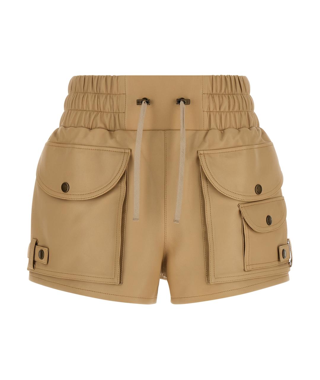 BALMAIN Бежевые кожаные шорты, фото 1