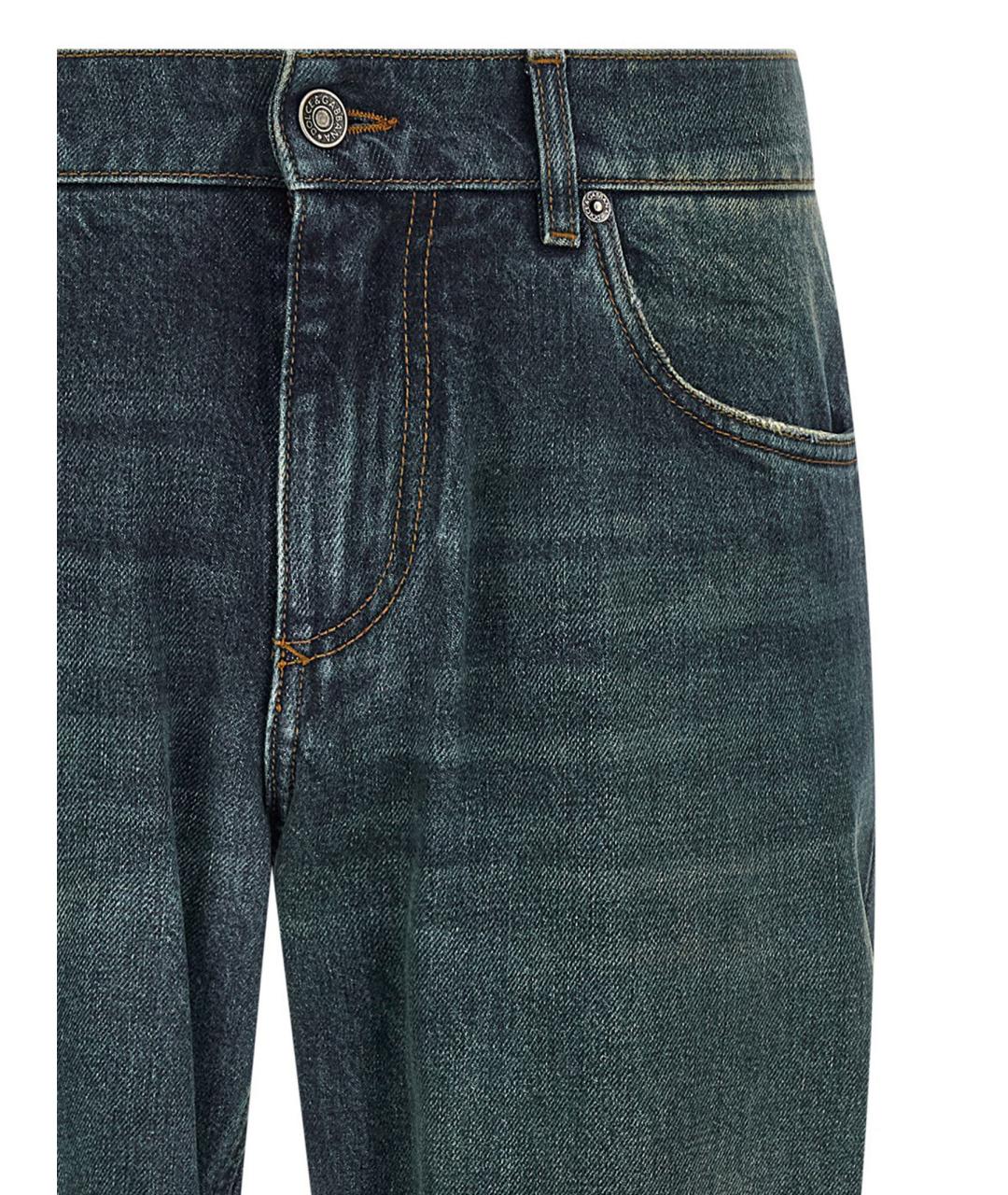 DOLCE&GABBANA Синие хлопковые прямые джинсы, фото 3