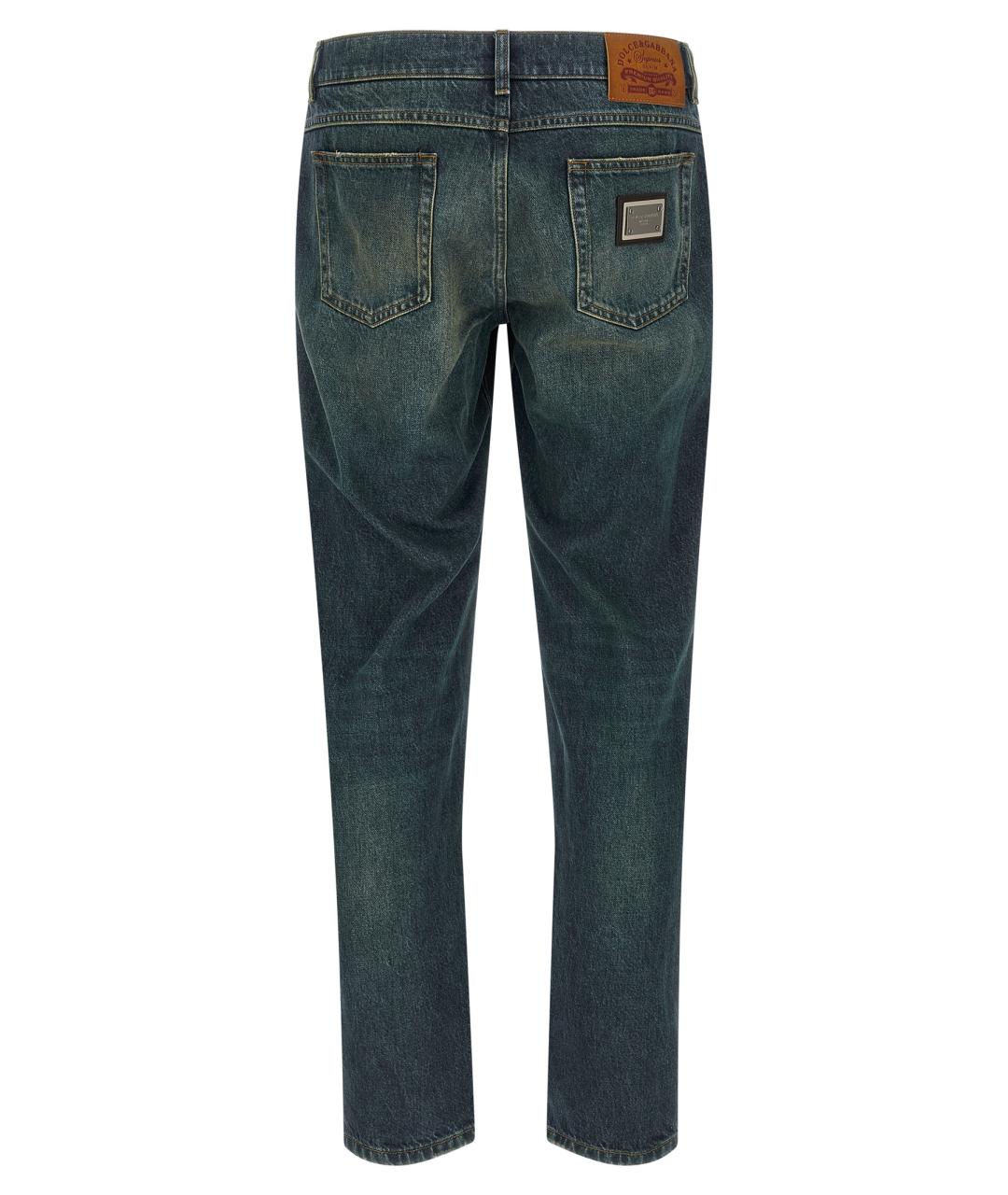 DOLCE&GABBANA Синие хлопковые прямые джинсы, фото 2