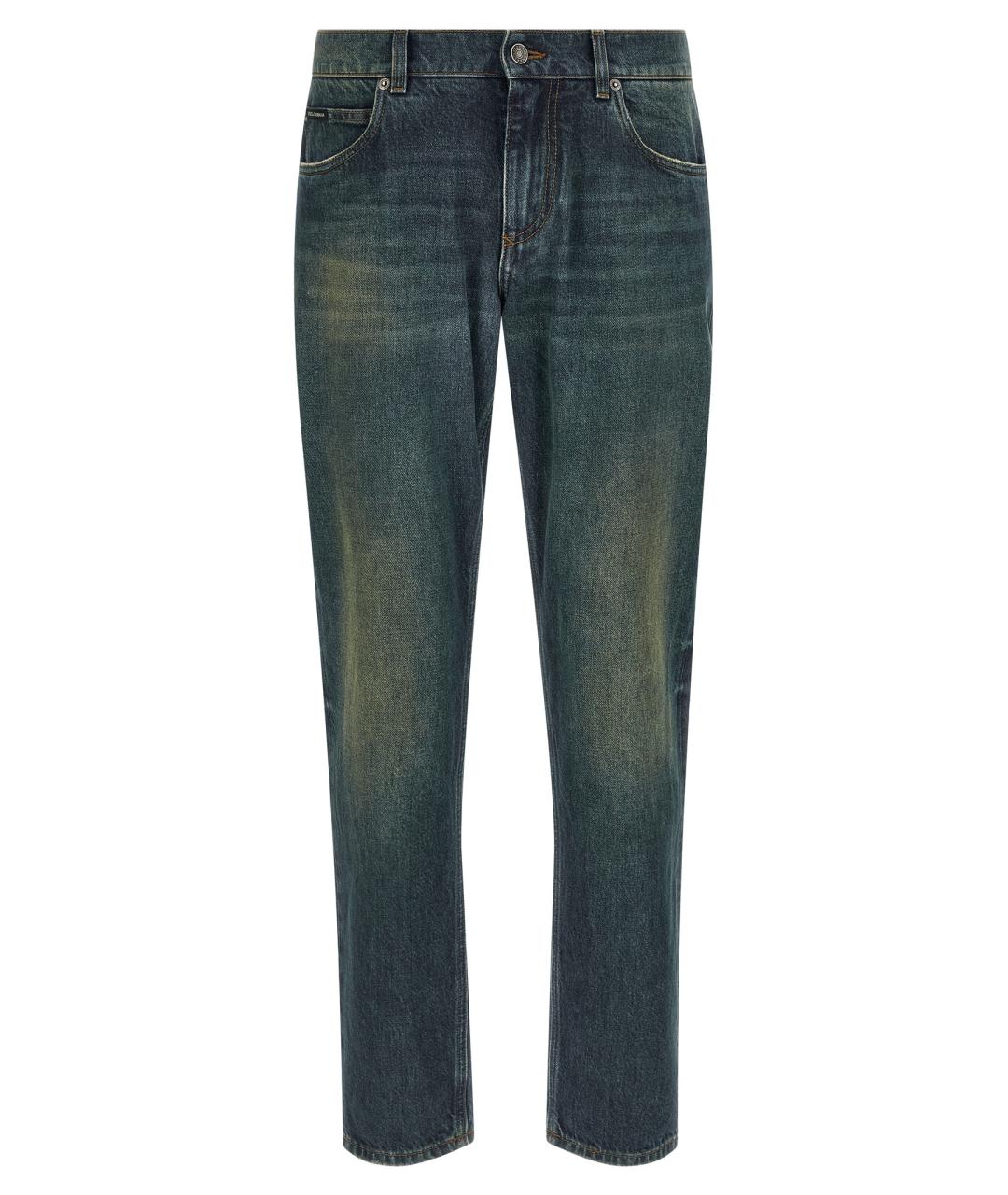 DOLCE&GABBANA Синие хлопковые прямые джинсы, фото 1