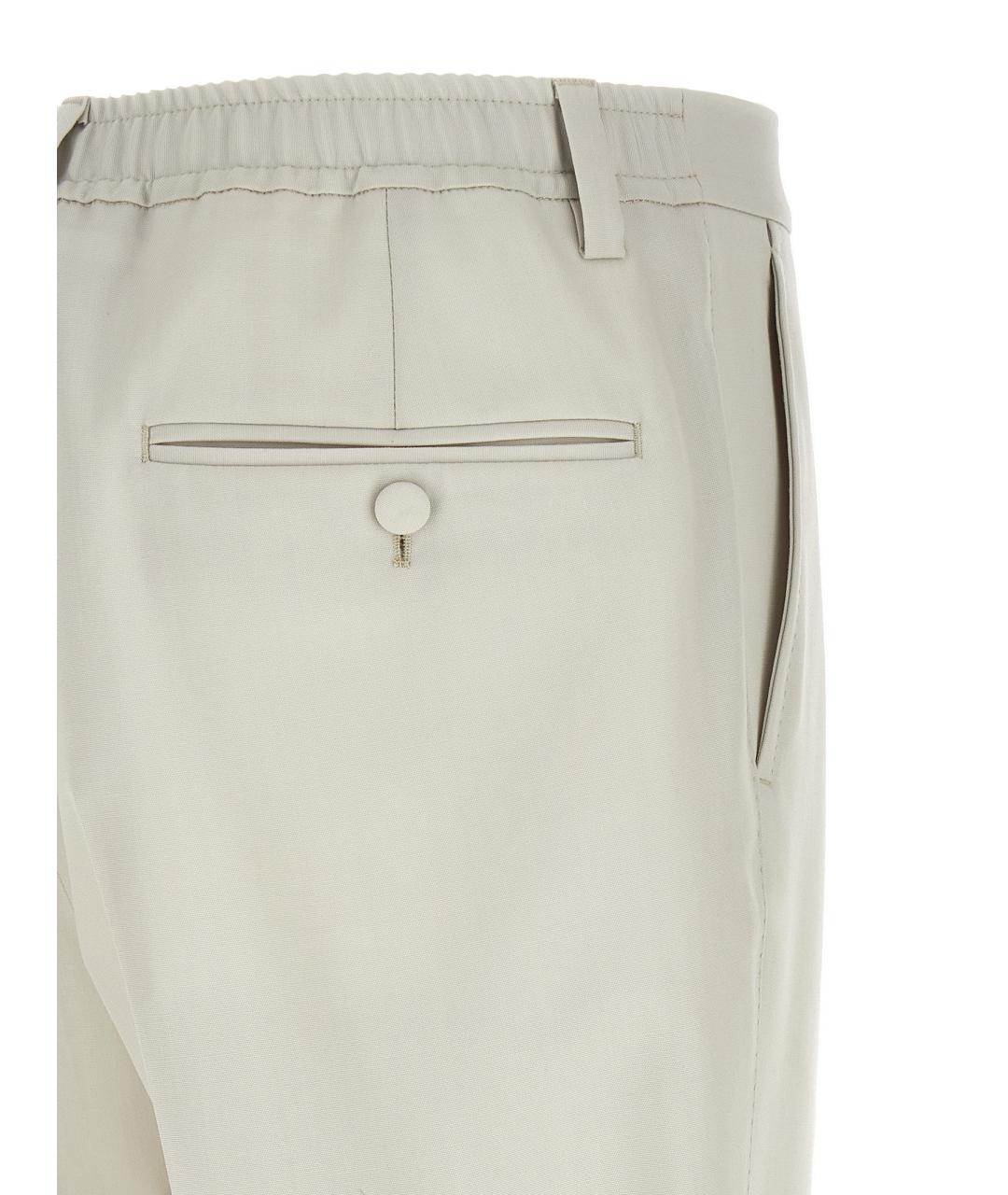 DOLCE&GABBANA Бежевые шерстяные повседневные брюки, фото 4