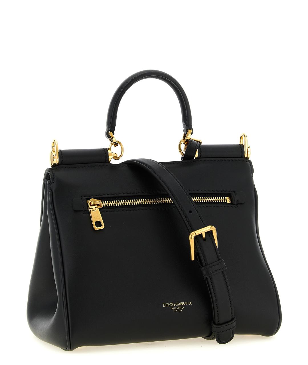 DOLCE&GABBANA Черная кожаная сумка через плечо, фото 2