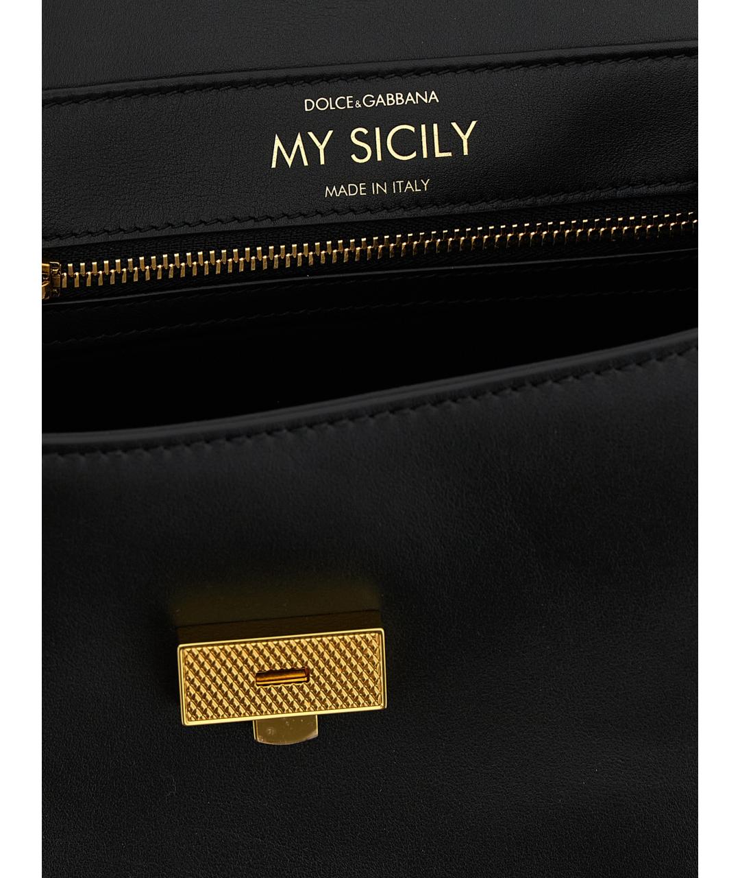 DOLCE&GABBANA Черная кожаная сумка через плечо, фото 4
