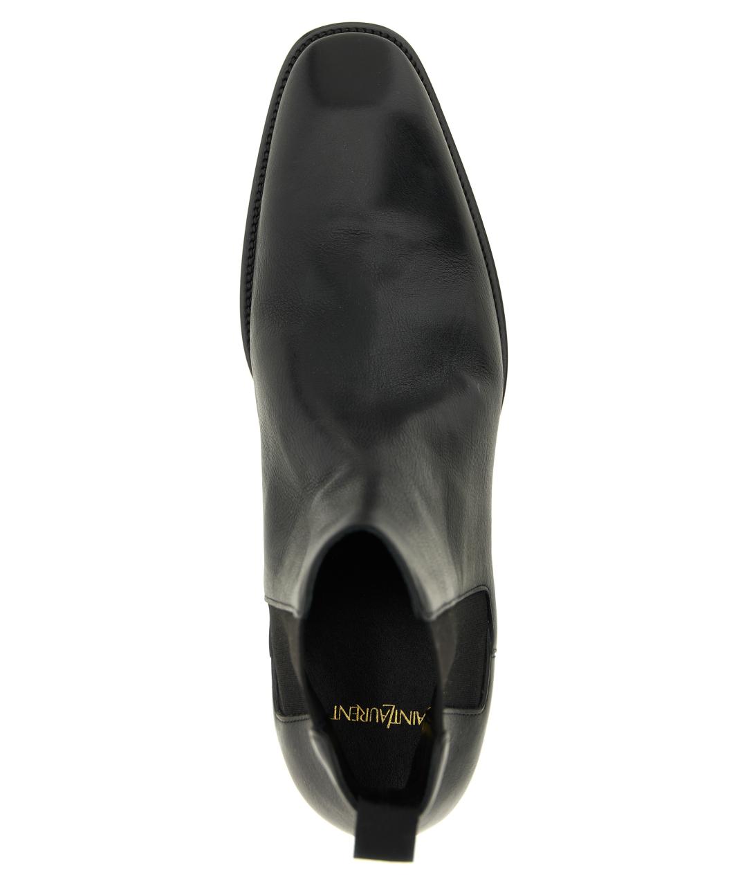 SAINT LAURENT Черные кожаные высокие ботинки, фото 4