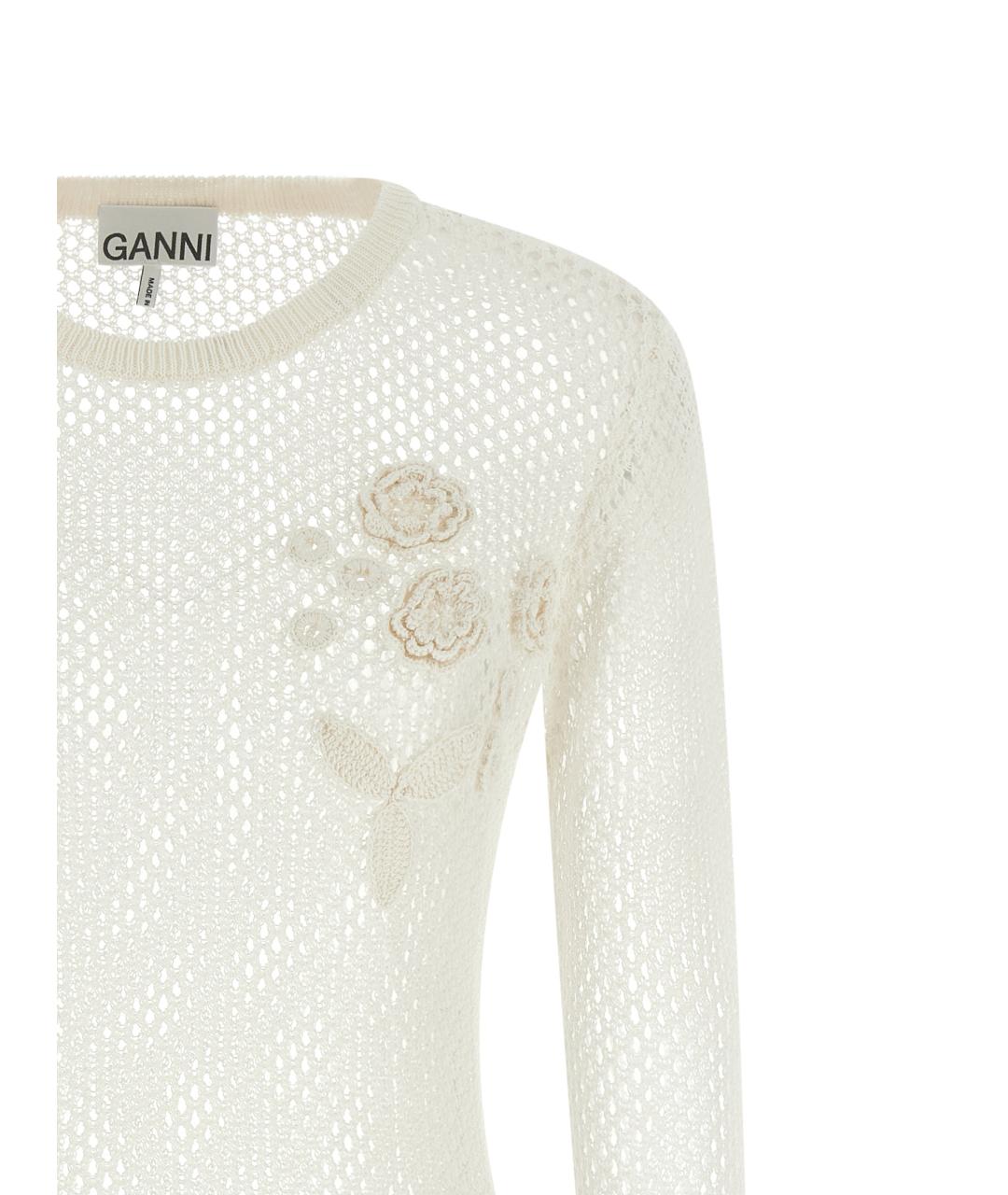 GANNI Белый хлопковый кардиган, фото 3