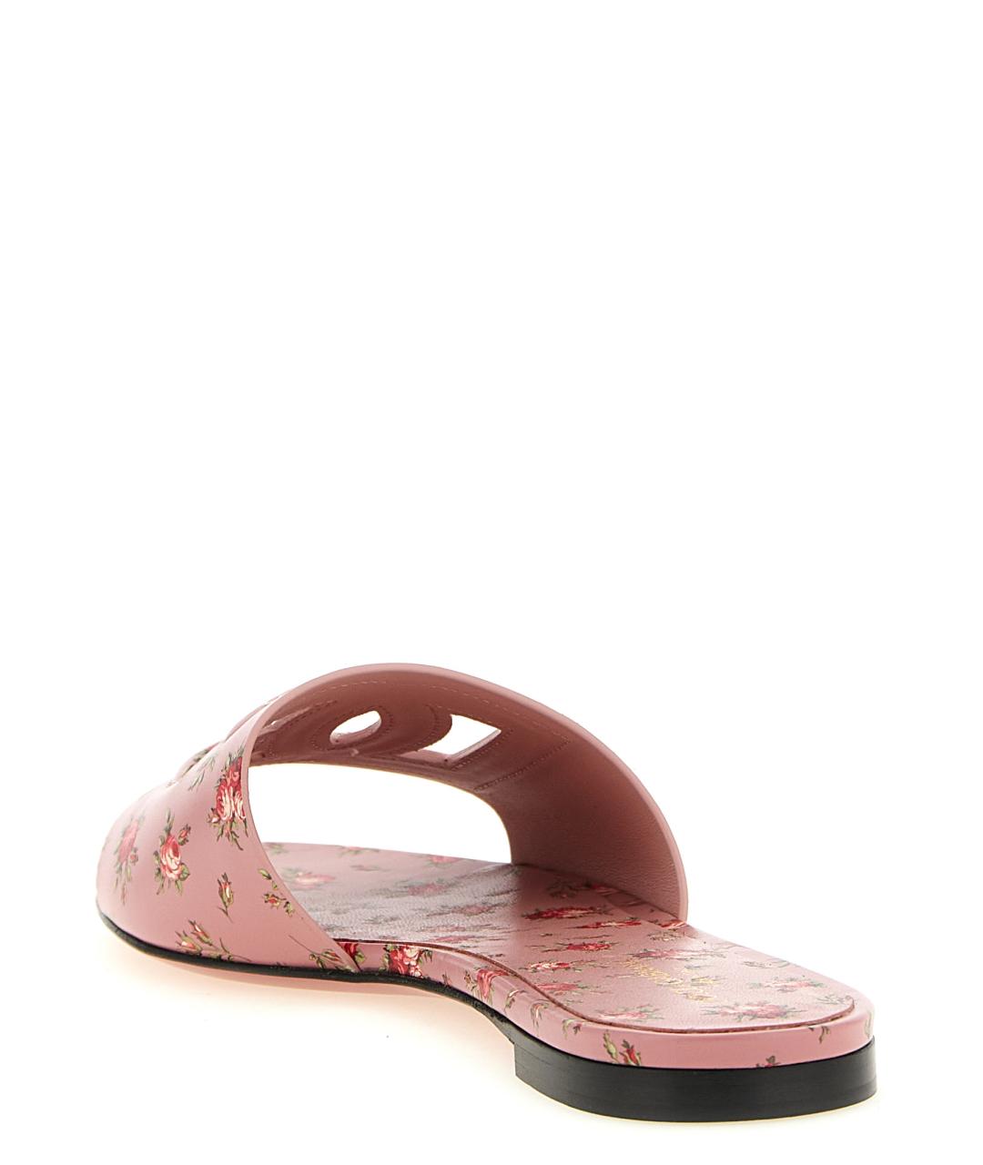 DOLCE&GABBANA Розовые кожаные шлепанцы, фото 3
