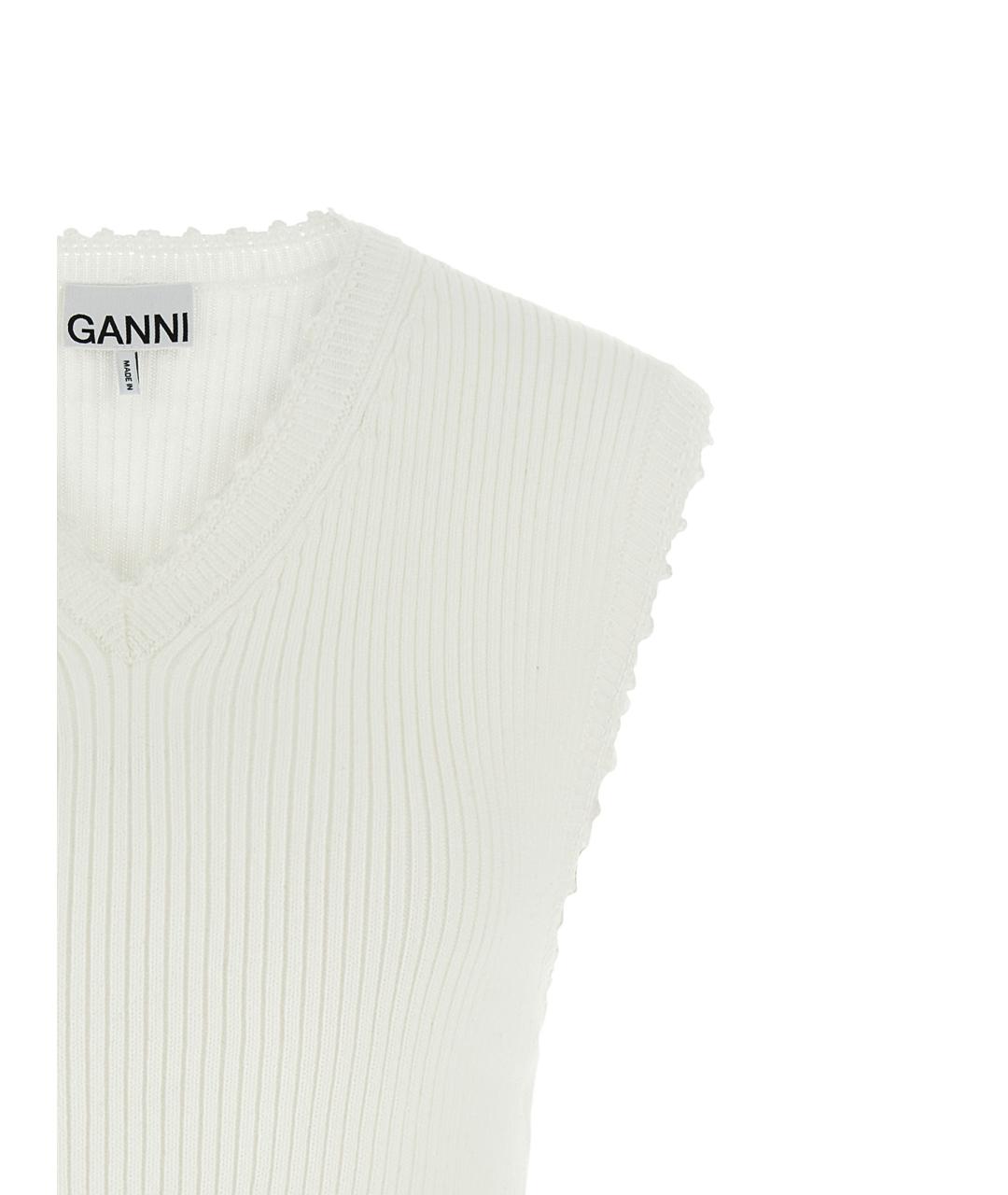 GANNI Белая хлопковая жилетка, фото 3