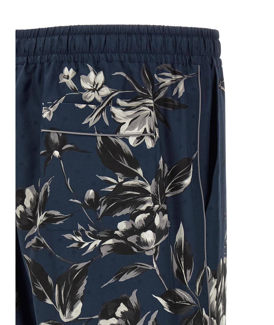 DOLCE&GABBANA Синие шелковые повседневные брюки, фото 4