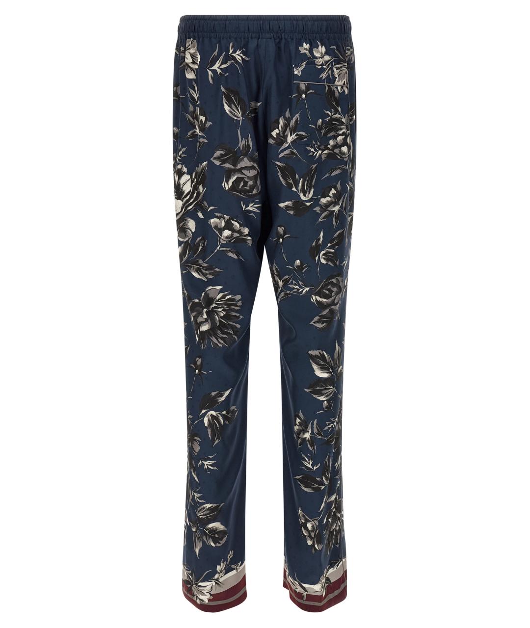 DOLCE&GABBANA Синие шелковые повседневные брюки, фото 2