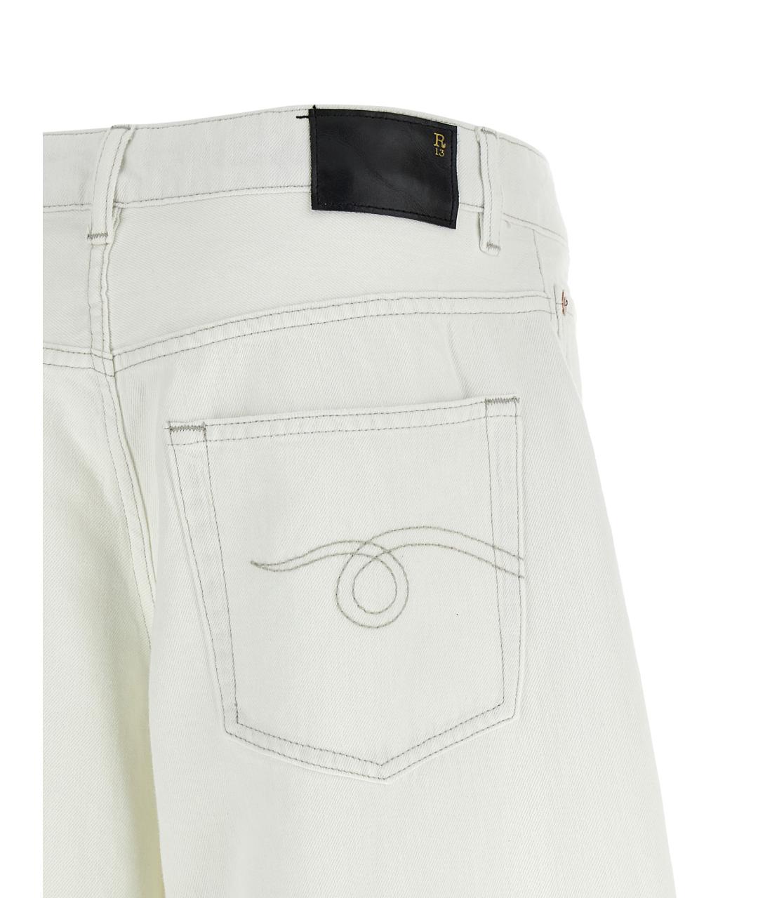 R13 Белые хлопковые прямые джинсы, фото 4
