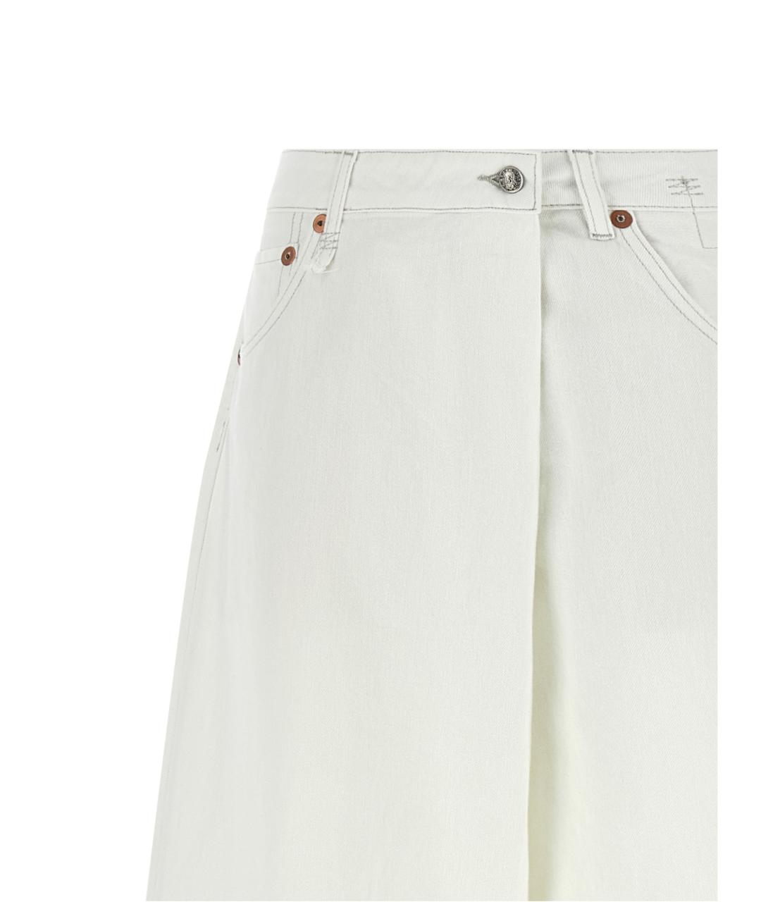 R13 Белые хлопковые прямые джинсы, фото 3