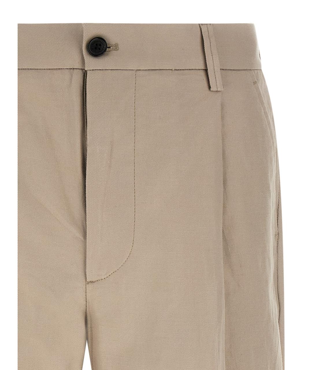 DEPARTMENT 5 Бежевые хлопковые повседневные брюки, фото 3