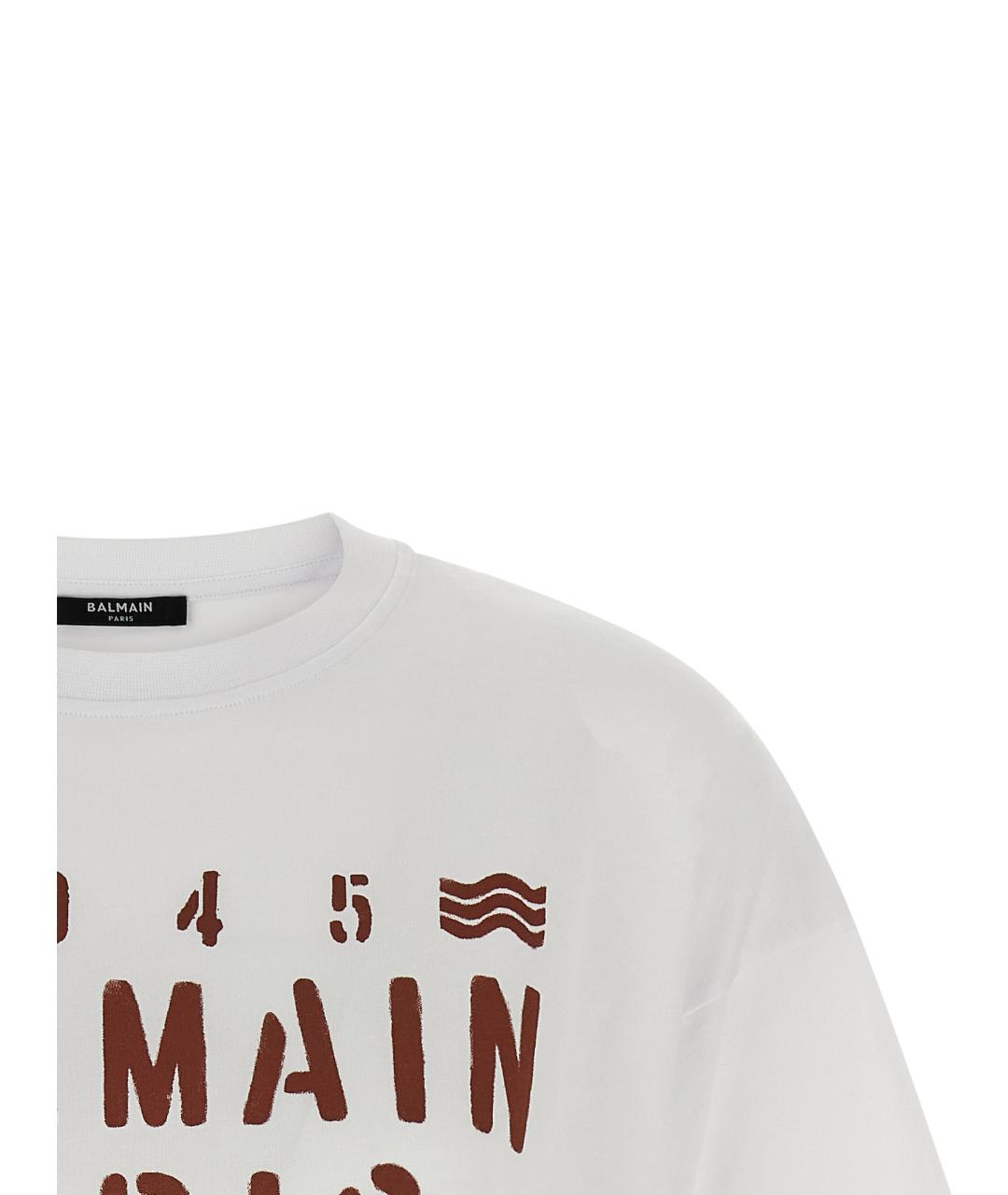BALMAIN Белая хлопковая футболка, фото 3