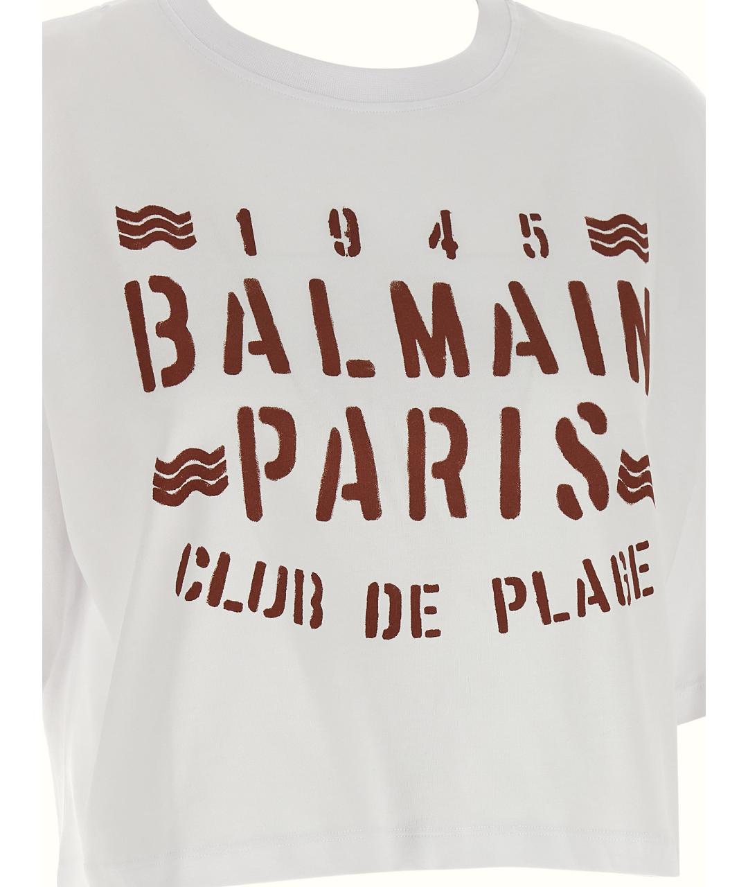 BALMAIN Белая хлопковая футболка, фото 4