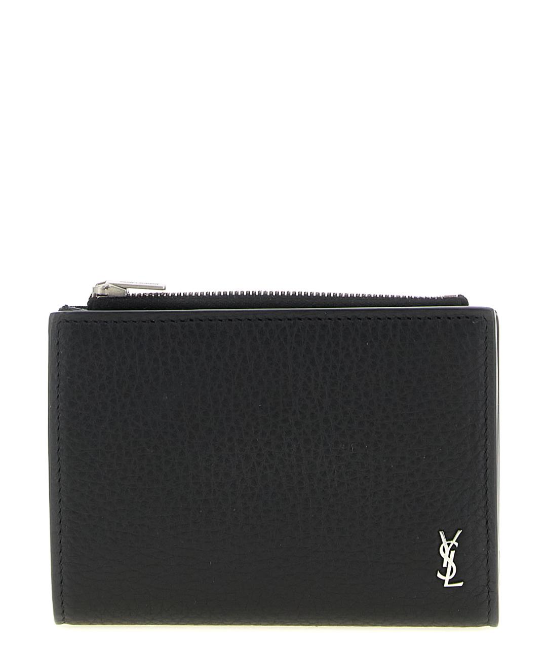 SAINT LAURENT Черный кожаный кошелек, фото 1
