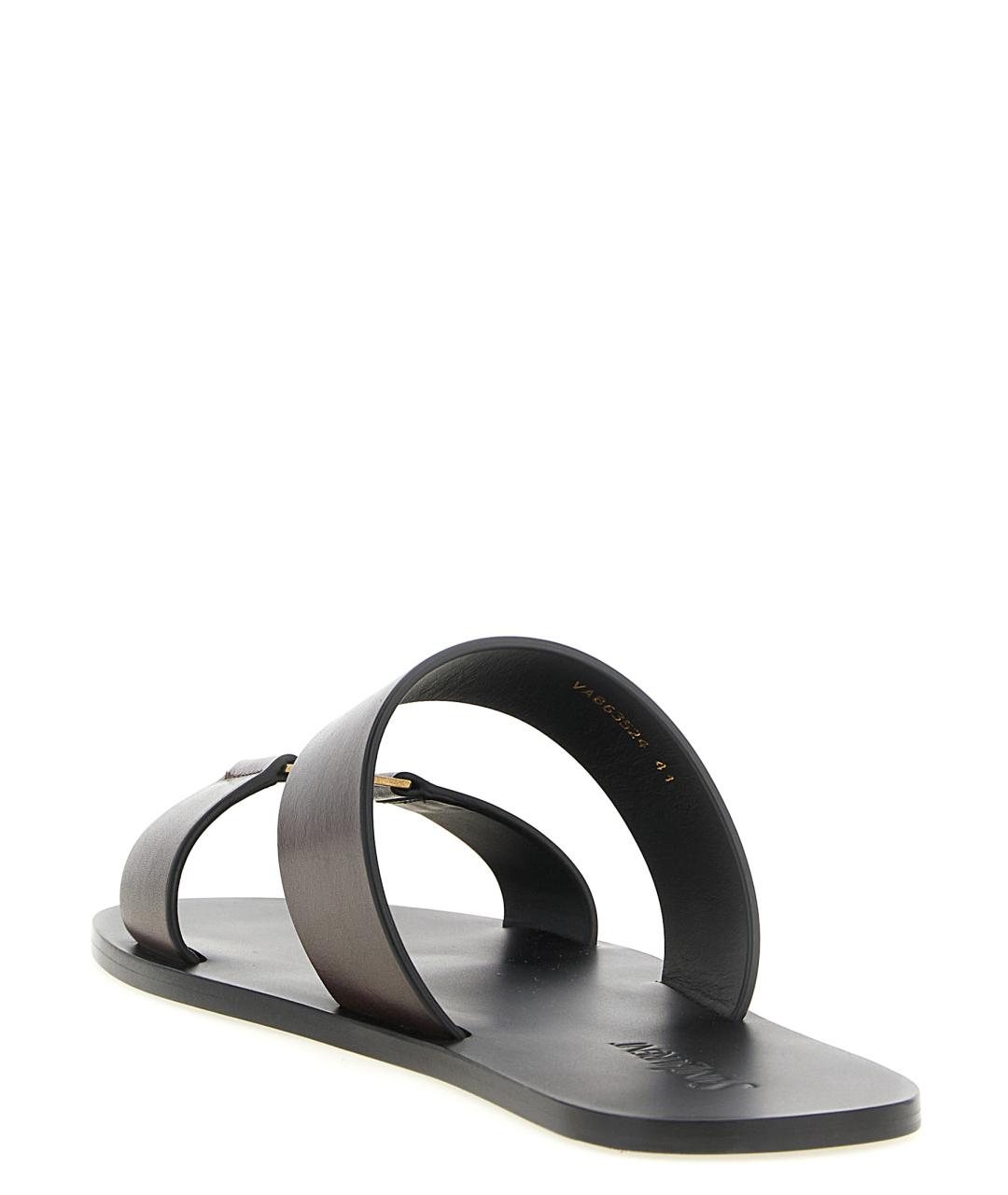 SAINT LAURENT Коричневые кожаные шлепанцы, фото 3