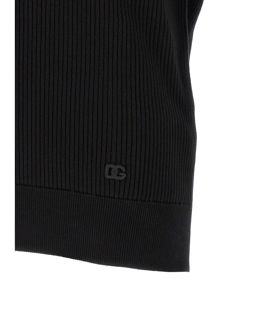 DOLCE&GABBANA Черное хлопковое поло с коротким рукавом, фото 4