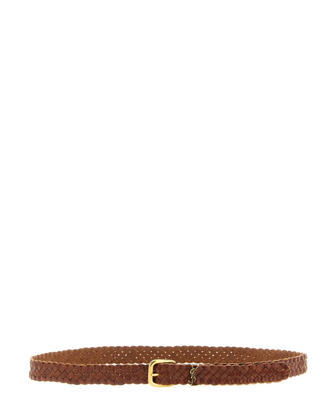 SAINT LAURENT Коричневый кожаный ремень, фото 1