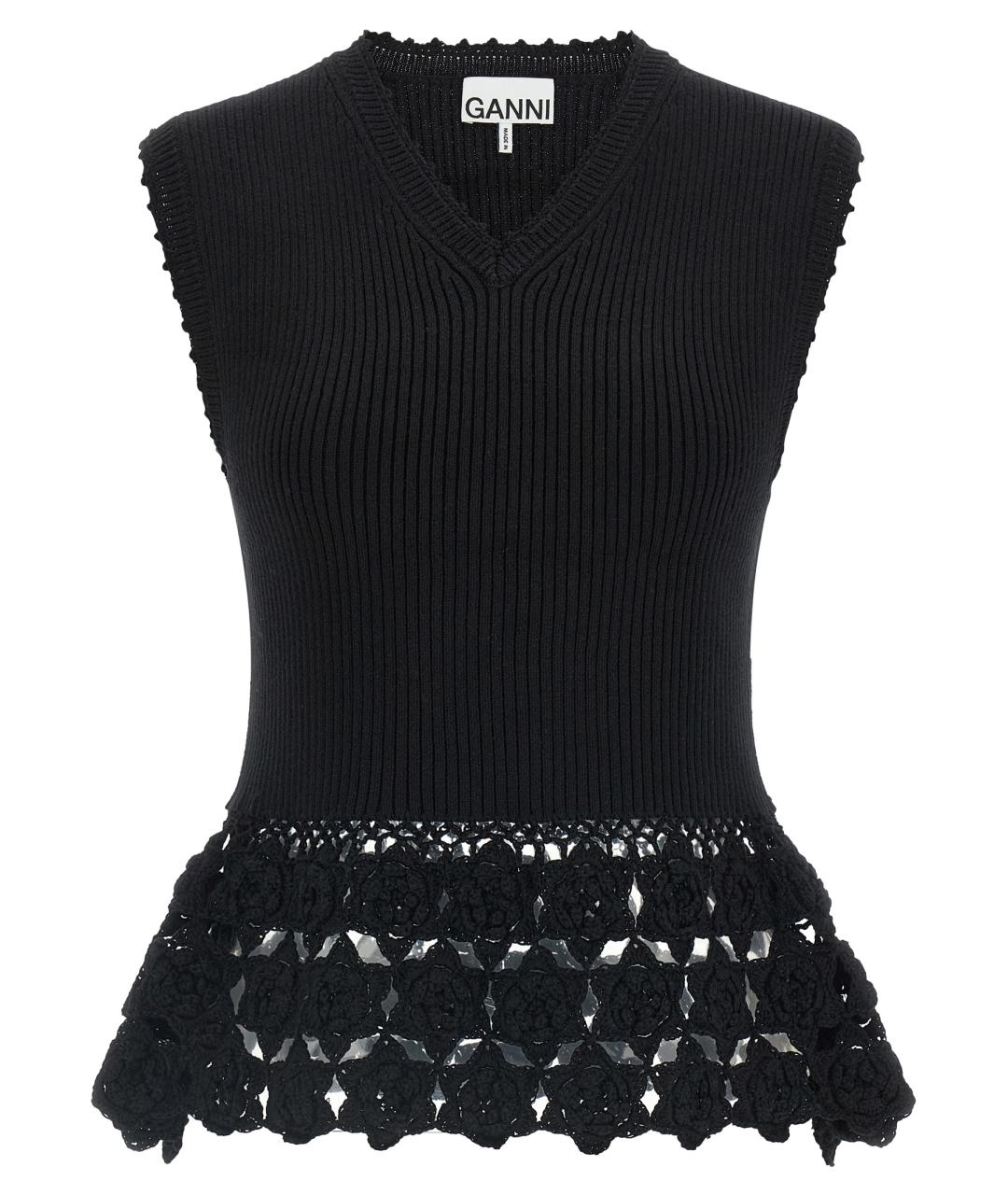 GANNI Черная хлопковая жилетка, фото 1