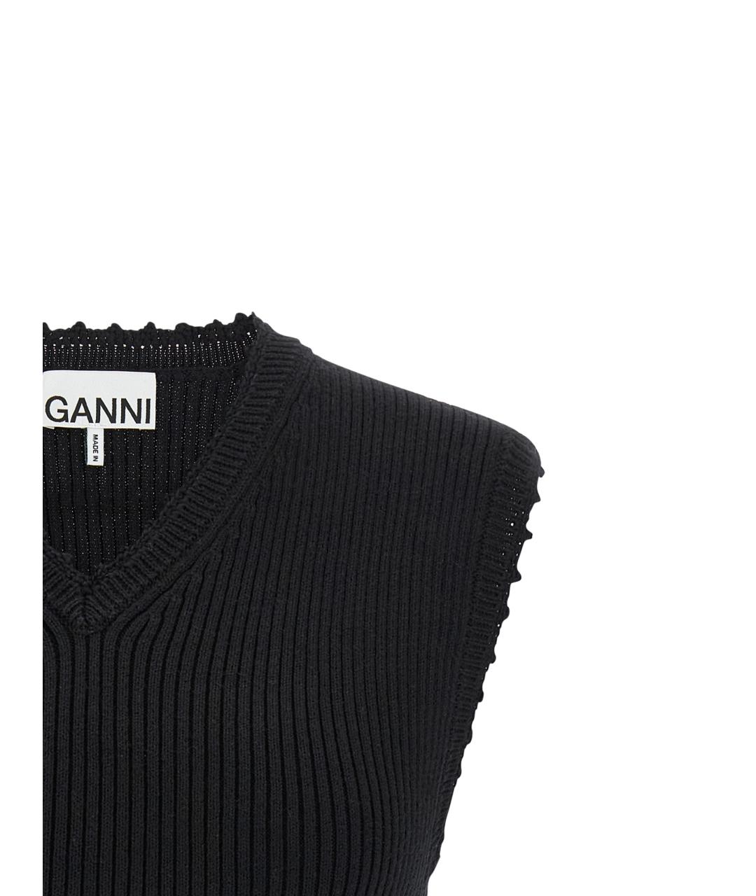 GANNI Черная хлопковая жилетка, фото 3