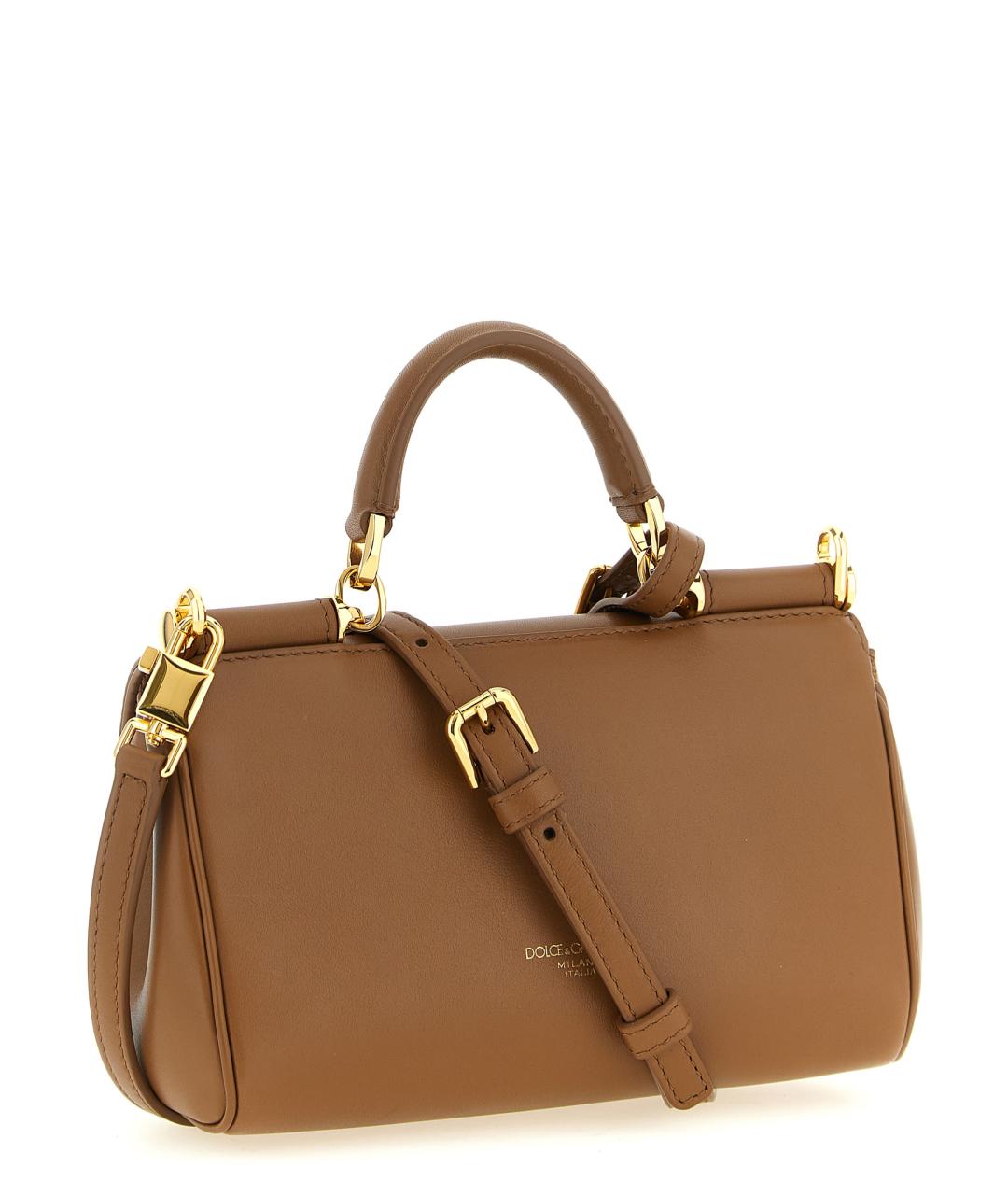 DOLCE&GABBANA Коричневая кожаная сумка через плечо, фото 2