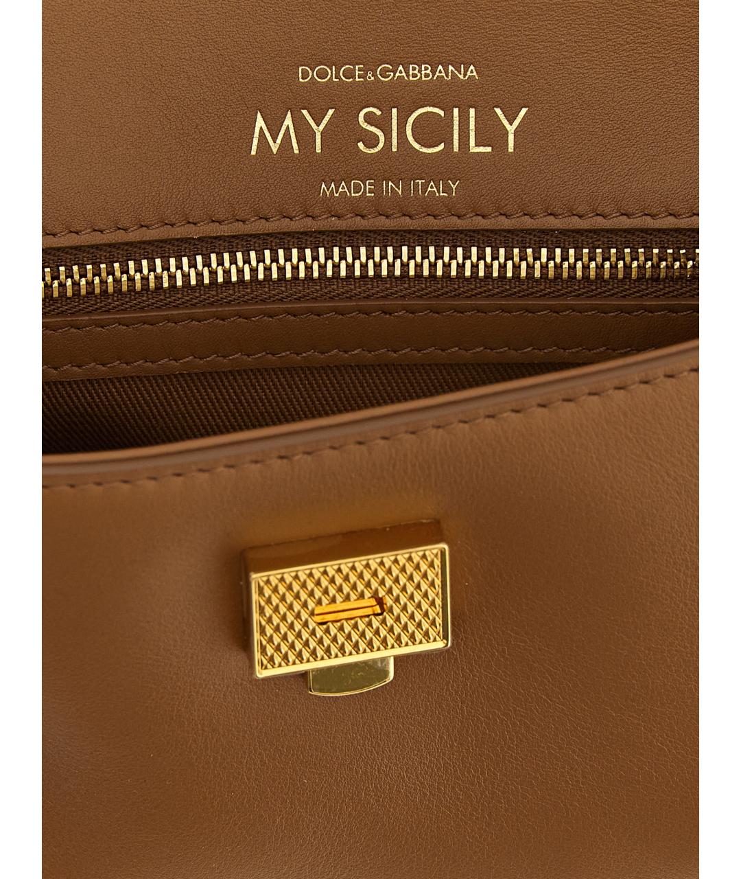 DOLCE&GABBANA Коричневая кожаная сумка через плечо, фото 4