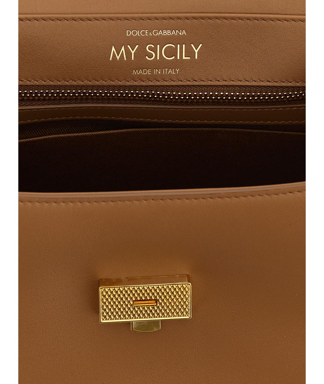 DOLCE&GABBANA Коричневая кожаная сумка через плечо, фото 4
