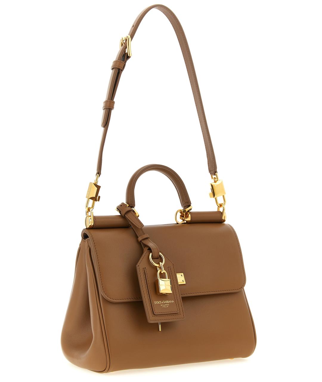 DOLCE&GABBANA Коричневая кожаная сумка через плечо, фото 3