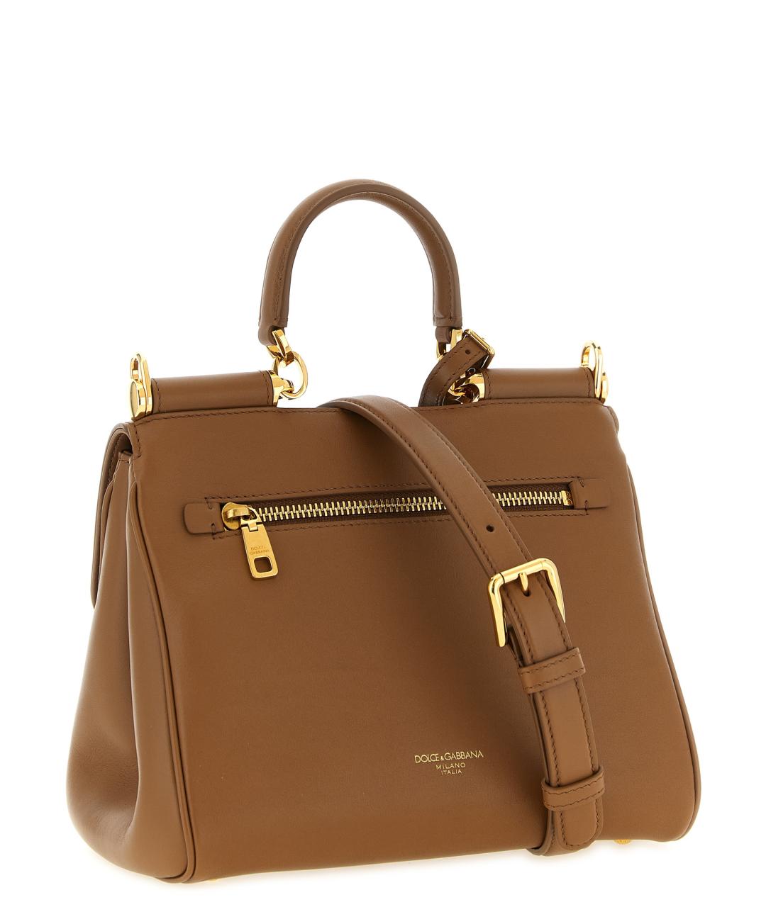DOLCE&GABBANA Коричневая кожаная сумка через плечо, фото 2
