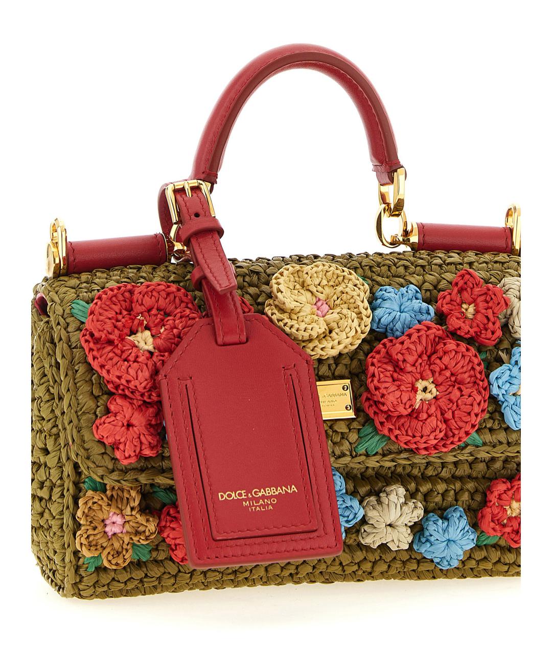 DOLCE&GABBANA Красная пелетеная сумка тоут, фото 3