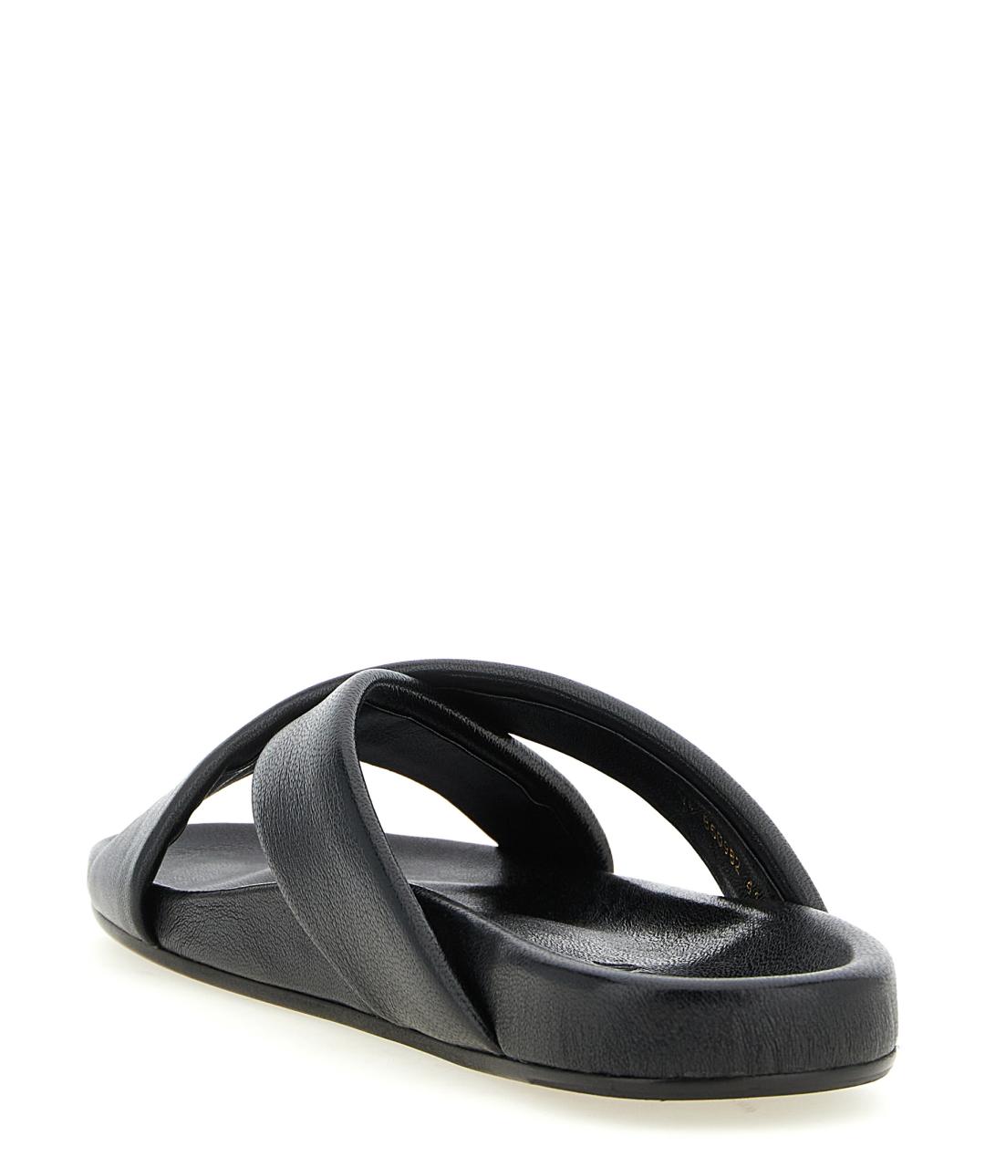 SAINT LAURENT Черные кожаные шлепанцы, фото 3