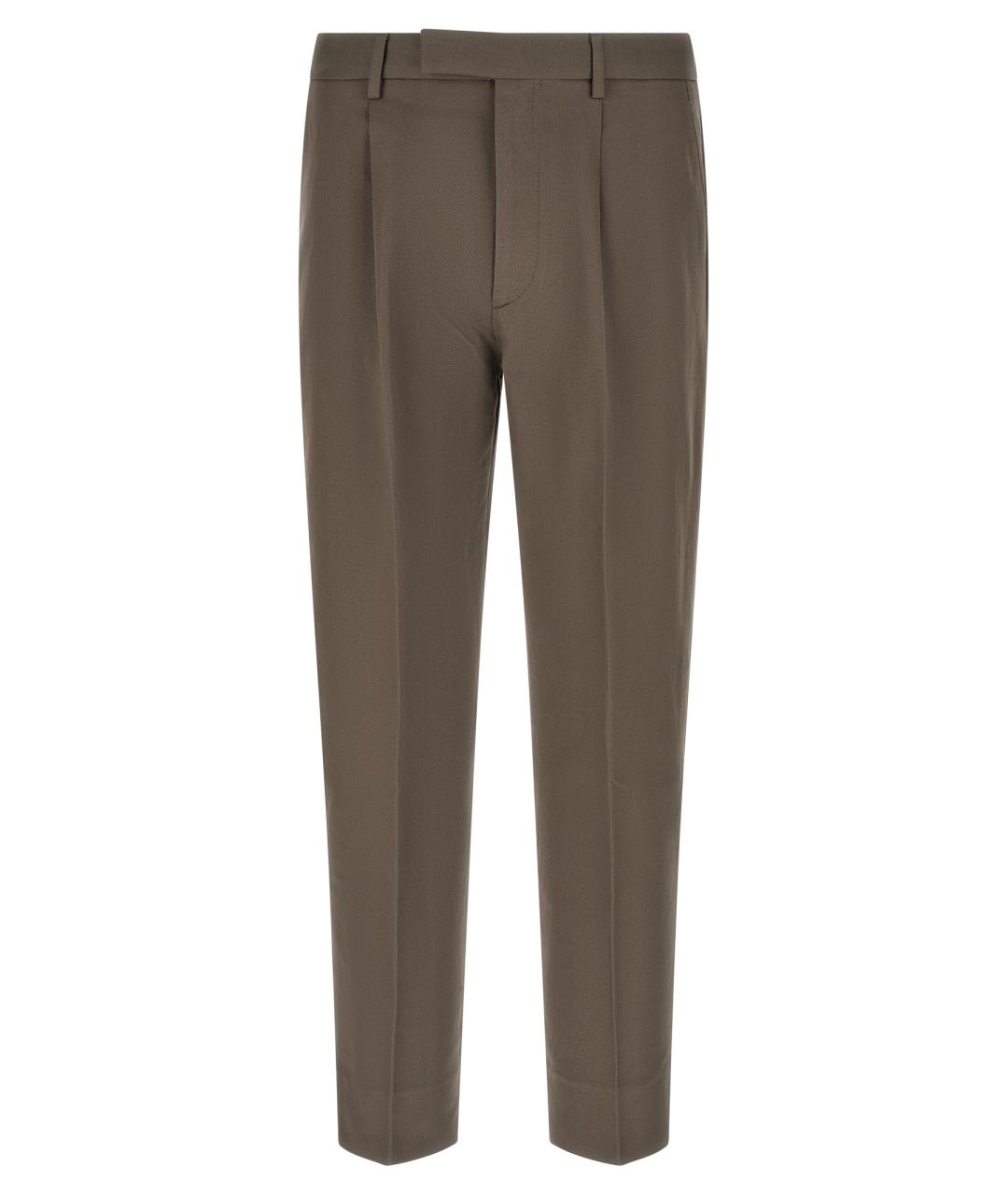 ZEGNA Коричневые хлопковые повседневные брюки, фото 1