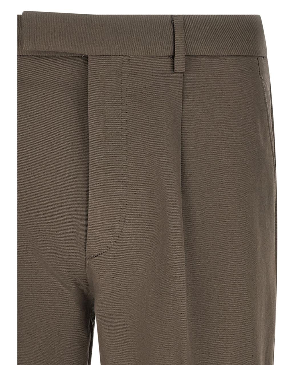 ZEGNA Коричневые хлопковые повседневные брюки, фото 3