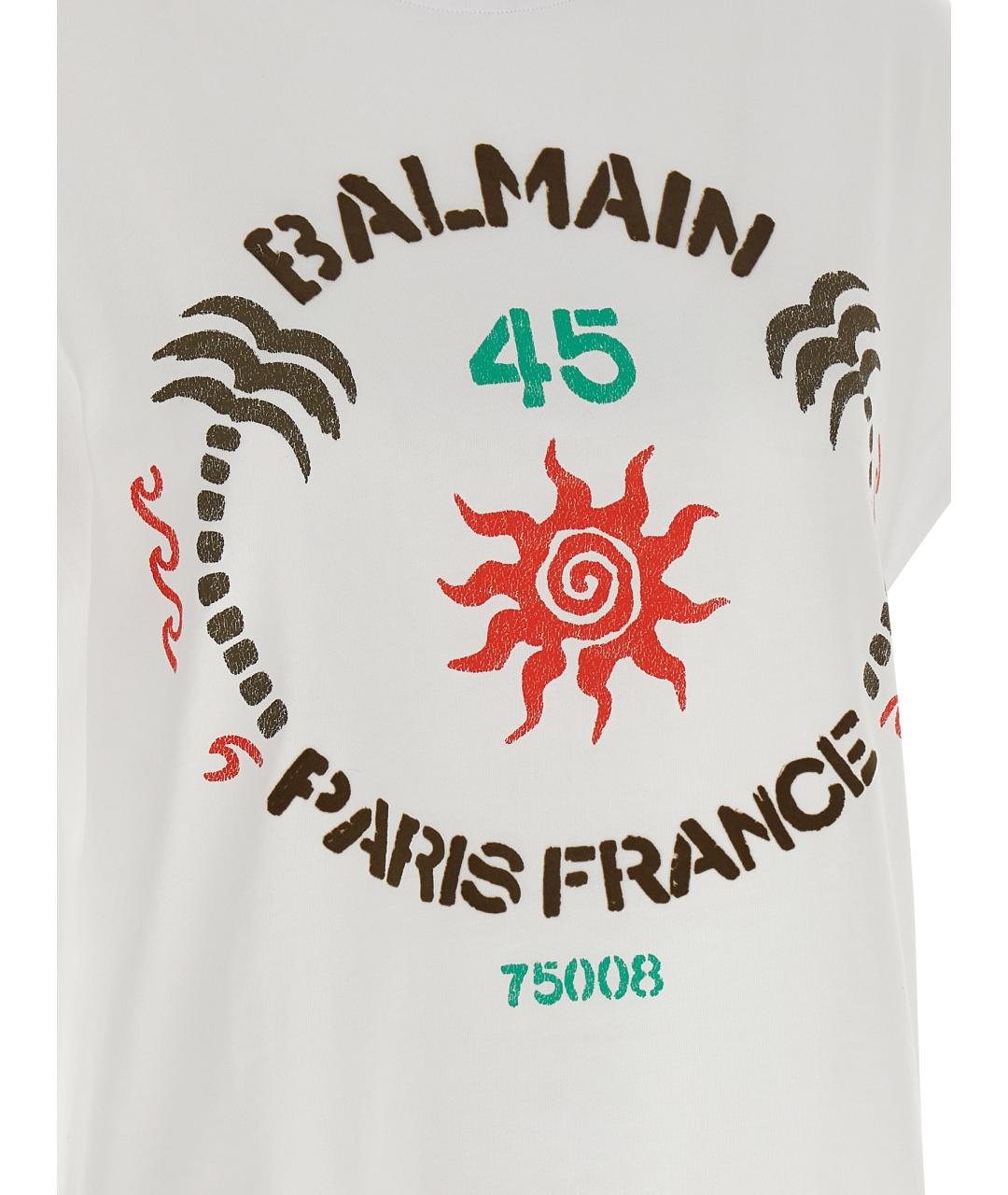 BALMAIN Белая хлопковая футболка, фото 4