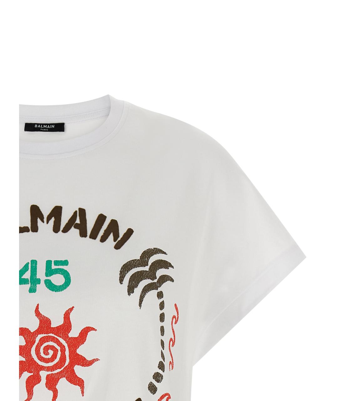BALMAIN Белая хлопковая футболка, фото 3