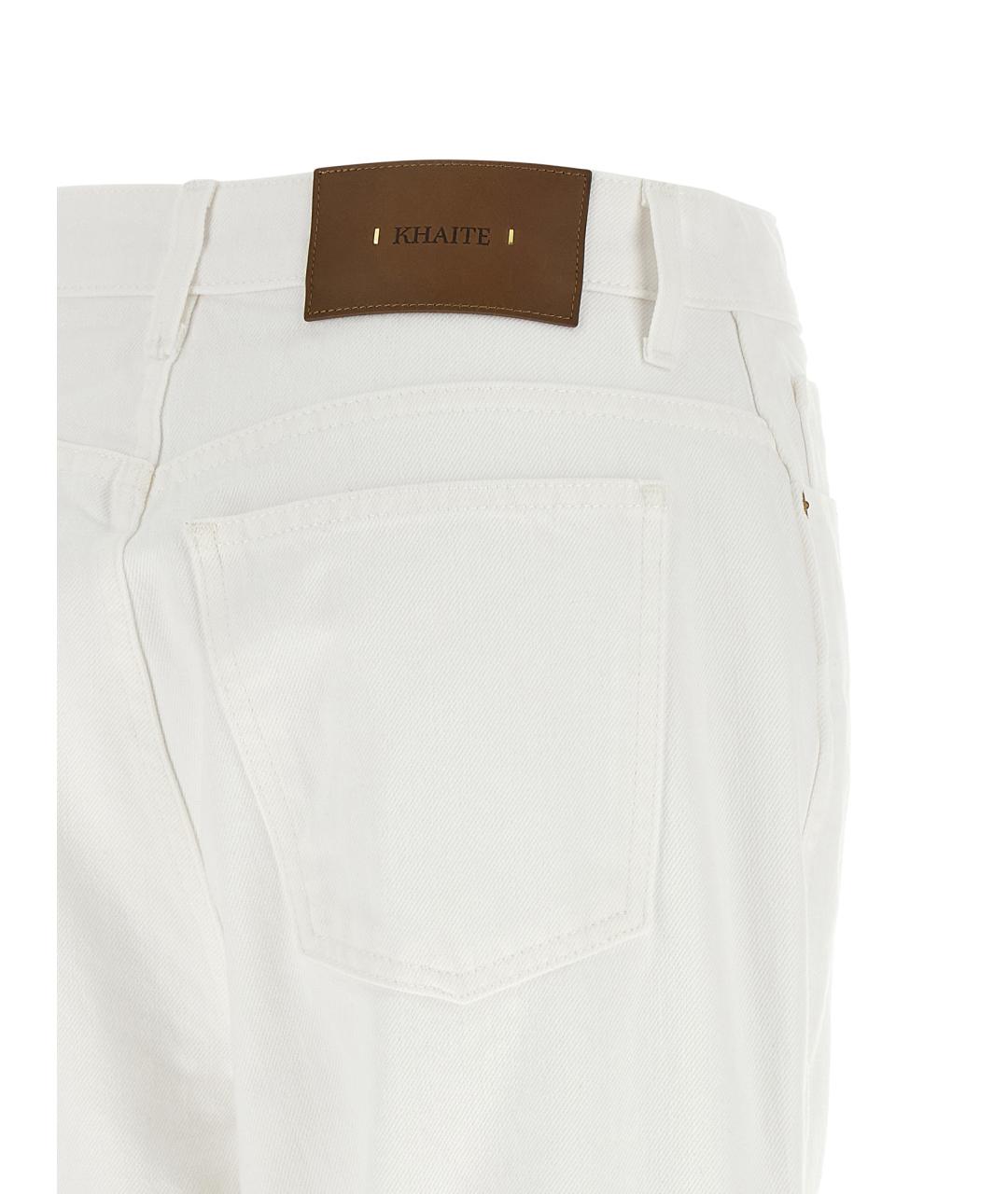 KHAITE Белые хлопковые прямые джинсы, фото 4