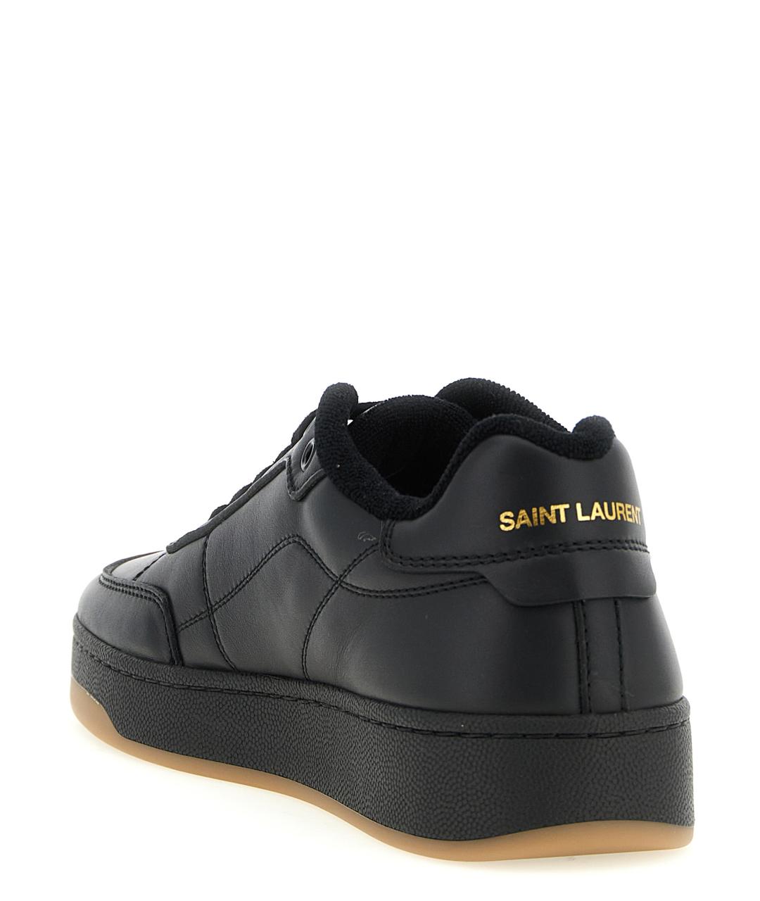 SAINT LAURENT Черные кожаные низкие кроссовки / кеды, фото 3