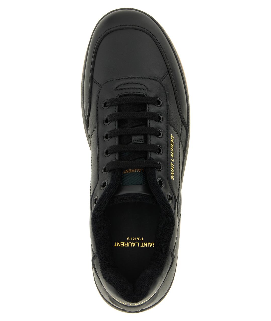 SAINT LAURENT Черные кожаные низкие кроссовки / кеды, фото 4