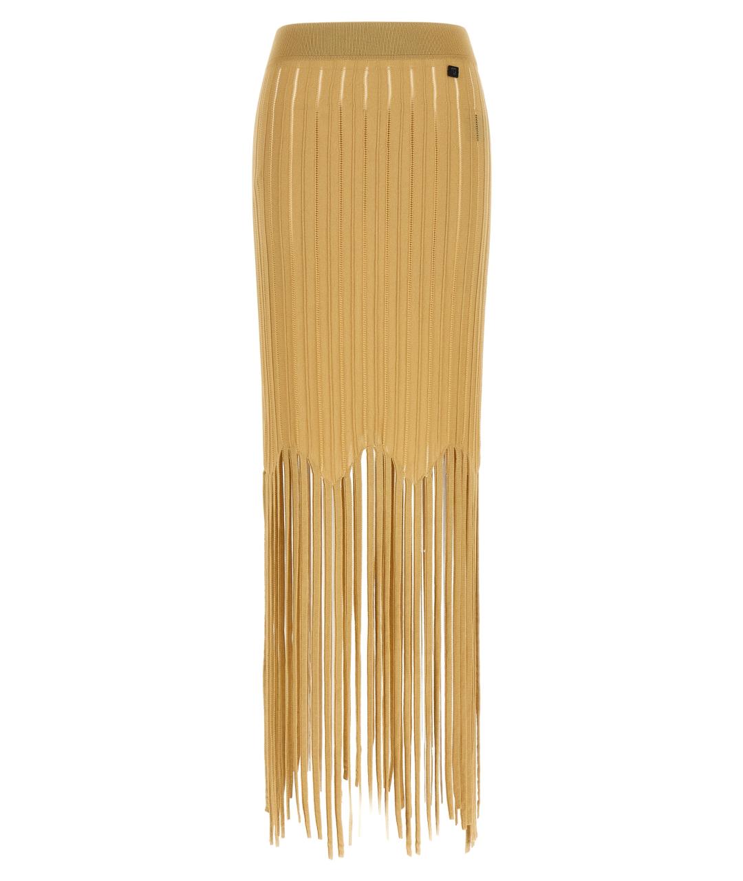 BALMAIN Бежевая вискозная юбка миди, фото 1