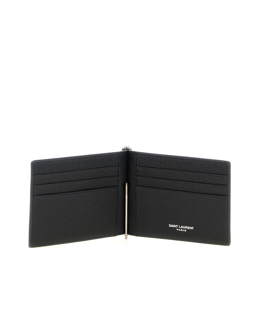 SAINT LAURENT Черный кожаный кардхолдер, фото 3