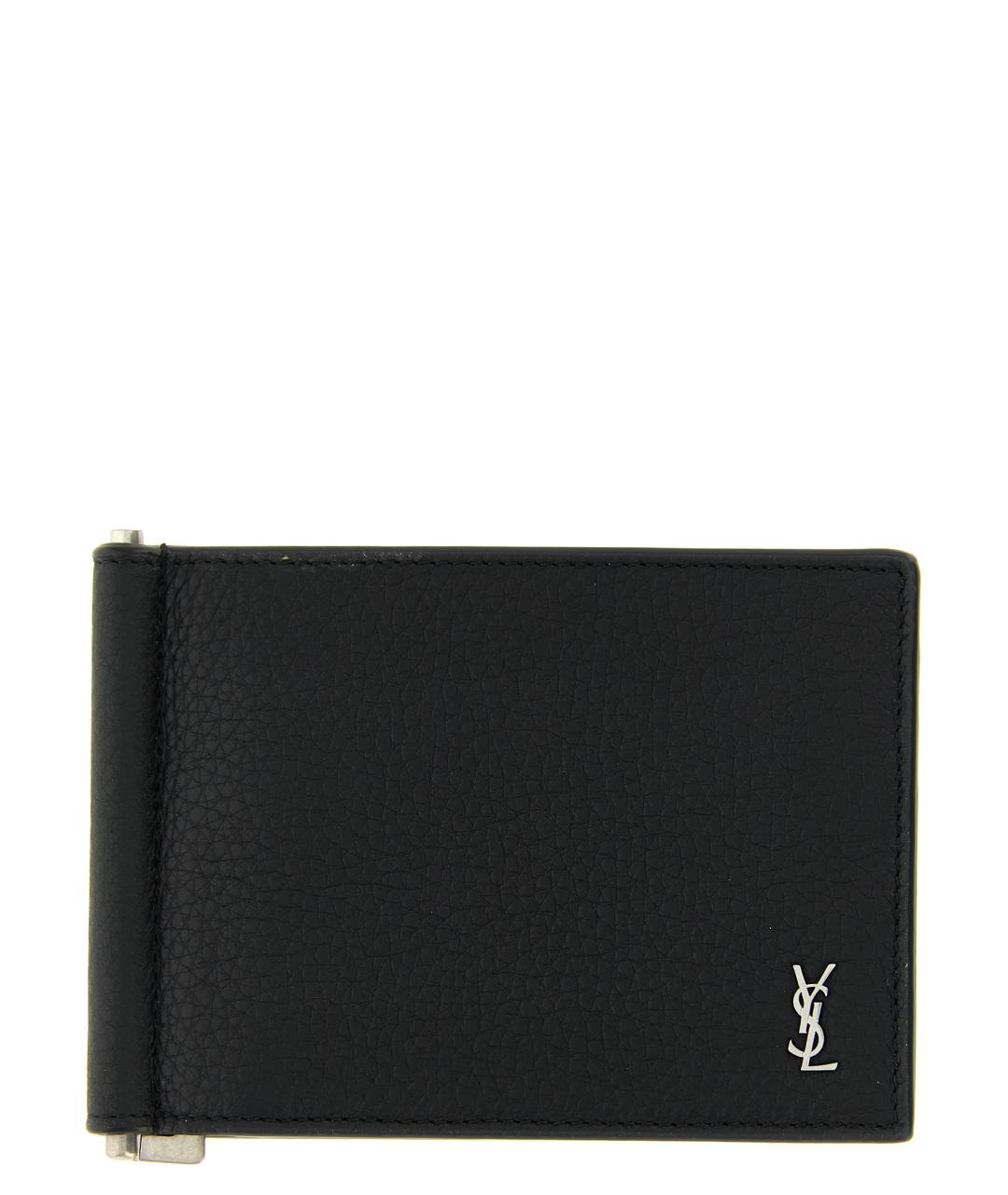SAINT LAURENT Черный кожаный кардхолдер, фото 1