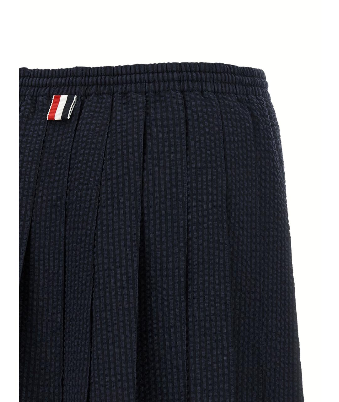 THOM BROWNE Темно-синяя шерстяная юбка мини, фото 4