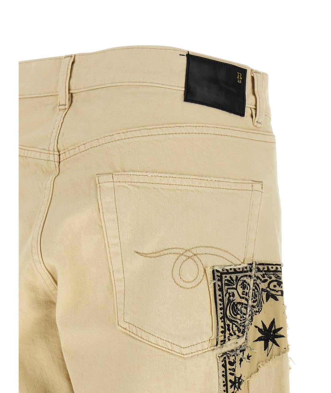 R13 Бежевые хлопковые прямые джинсы, фото 5
